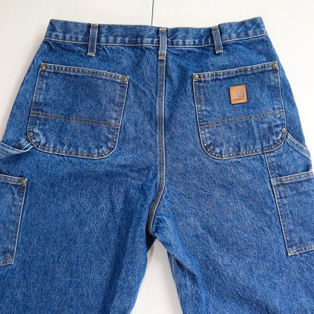 Vintage Carhartt B73 DST Double Knee Denim Work Pants Jeans 36x34 Made In Mexico